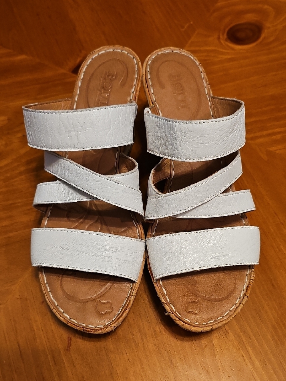 Born White Strappy Slide Wedge Sandals